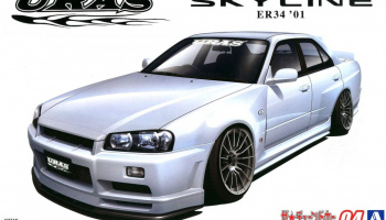 SLEVA 215,-Kč 25% DISCOUNT - Nissan Skyline URAS Type-R ER34 1:24 - Aoshima