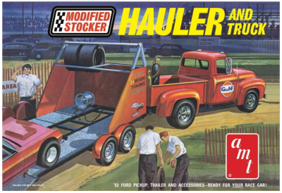 1953 Ford Pickup "Modified Stocker Hauler and truck" Gulf 1/25 - AMT