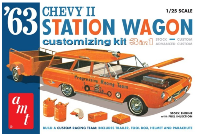 1963 Chevy II Station Wagon w. Trailer Customizing Kit 3 in 1 1/25 - AMT