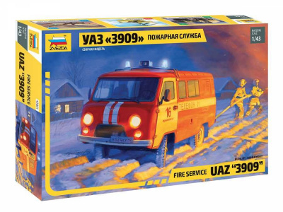 Fire service UAZ "3909" (1:43) Model Kit 43001 - Zvezda