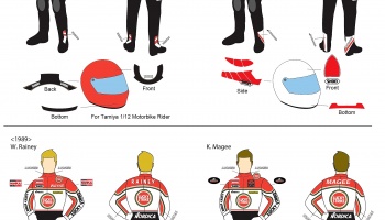 Yamaha YZR500 Lucky Strike Wayne Rainey / K. Magee  WGP 88 & 89' Rider or Starter Figure   Full Decal for Tamiya / Hasegawa