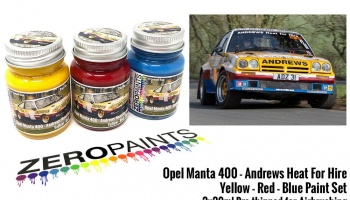 Opel Manta 400 Group B - Andrews Heat for Hire - Yellow, Red and Blue Paint Set 3x30ml - Zero Paints