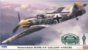 Messerschmitt Bf109E-4/N 'Galland' w/Figure 1/48 - Hasegawa
