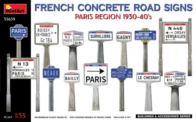 1/35 French Concrete Road Signs 1930-40's. Paris Region - Miniart