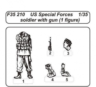 1/35 US Special Forces soldier with gun (1 fig.)