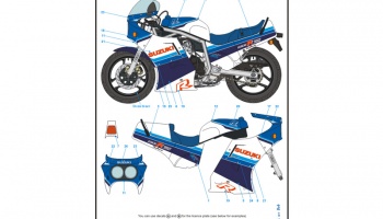 SUZUKI GSX-R750 White/Blue (Export) 86' 1/12 Decals - Blue Stuff