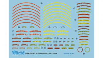 DUCATI V4 Tyre markings Red/Yellow - 1/12 Decal - Blue Stuff