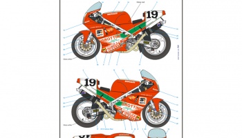 DUCATI 888 Team GROTTINI / D. Tardozzi 91'  Decals 1/12 - Blue Stuff