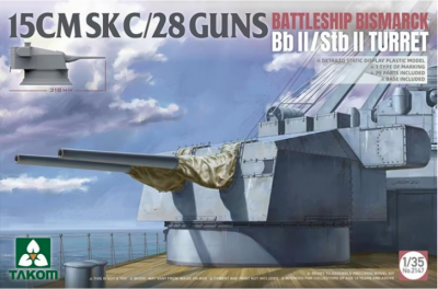 15 cm SK C/28 Guns Bismarck Bb II/Stb II Turret 1/35 - Takom