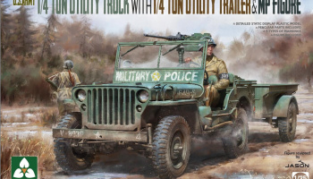 U.S. Army 1/4 Ton Utility Truck with 1/4 Ton Utility Trailer & MP Figure 1:35 - Takom