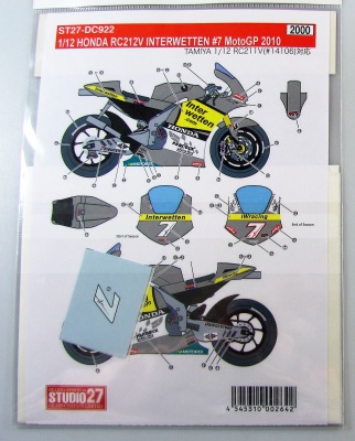 27% SLEVA 27% DISCOUNT - Honda RC212V Interwetten 2010 Moto GP 1/12 - Studio27