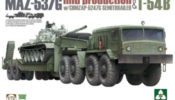 2 kits Combo MAZ-537G mid production with CHMZAP-5247G Semitrailer & T-54B 1/72- Takom