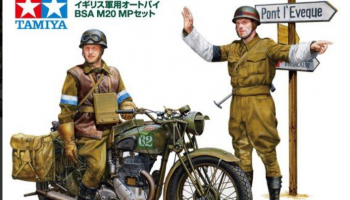 British BSA M20 Motorcycle w/Military Police Set (1:35) - Tamiya