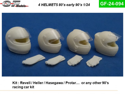 4 Helmets 80's early 90's 1/24 - GF Models