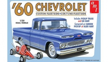 Chevy Custom Fleetside Pickup  1960 w/Go Kart 1:25 Scale Model Kit - AMT