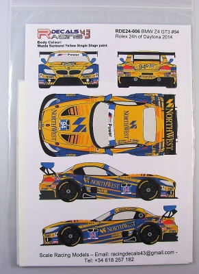 BMW Z4 GT3 #94 Rolex 24h Daytona 2014 - Racing Decals 43