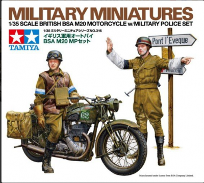 British BSA M20 Motorcycle w/Military Police Set (1:35) - Tamiya