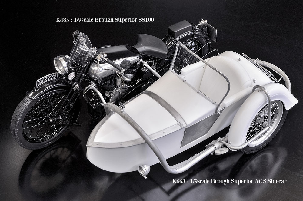 MODEL Factory Hiro K663 1:9 BROUGH SUPERIOR AGS Sidecar fulldetail KIT 