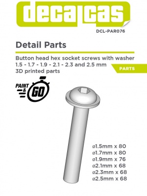 Button head hex socket screws with washer 1.5mm, 1.7mm, 1.9mm, 2.1mm, 2.3mm and 2.5mm - Decalcas