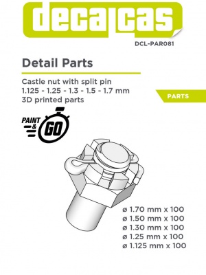 Castle nut with split pin 1,125mm, 1,25mm, 1,3mm, 1,5mm, 1,70mm - Decalcas