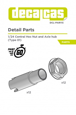 Central hex nut and axle hub for BBS rims - type 1 1/24 - Decalcas