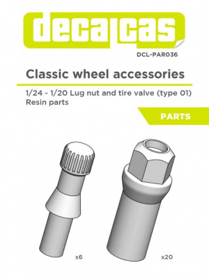 Classic wheel accesories - Lug nuts and tyre valves 1:24 - Decalcas