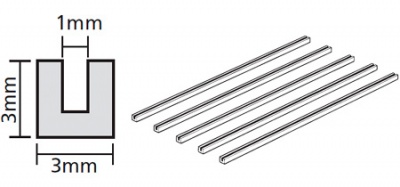 CLEAR PLASTIC BEAMS 3mm U-SHAPED (5PCS.) - Tamiya