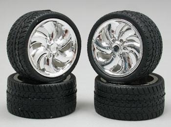 Cyclone Chrome Rims with Tires 4 - Pegasus Hobbies