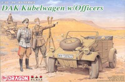 DAK KÜBELWAGEN W/OFFICERS (1:35) Model Kit 6364 - Dragon