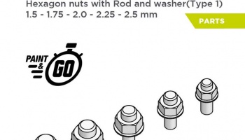 Hexagon nuts with rod and washer - type 1 - 1.5 - 2.5 mm - Decalcas