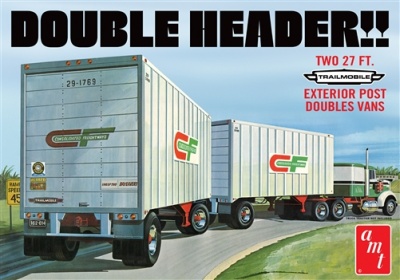 "DOUBLE HEADER" TANDEM VAN TRAILERS 1:25 SCALE MODEL KIT - AMT