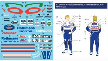 Honda NSR250 Rothmans L.Cadalora Rider WGP´91 1:12 - Decalpool