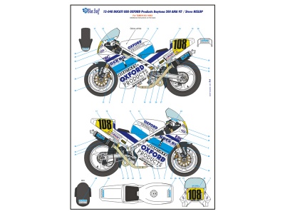 DUCATI 888 OXFORD Products Daytona 200 AMA 92' / Steve HISLOP  Decals 1/12 - Blue Stuff