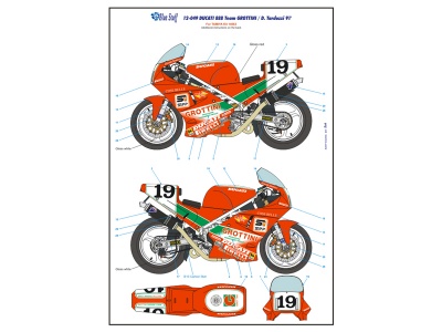 DUCATI 888 Team GROTTINI / D. Tardozzi 91'  Decals 1/12 - Blue Stuff