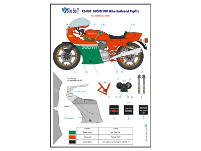 DUCATI 900 Mike Hailwwod Replica 1/12 Decals - Blue Stuff