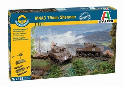 Fast Assembly tanky 7518 - M4A3 75 mm SHERMAN (1:72) - Italeri