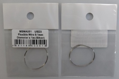 Flexible Wire 0.1mm diameter x 1m (Silver) - MSM Creation