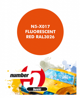 Fluorescent Red RAL3026  Paint for Airbrush 30 ml - Number 5