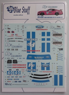 FORD Mustang GT4 PF Racing 2022 Decals 1/24 - Blue Stuff