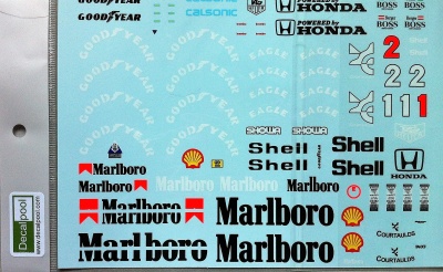 Full Markings Decal for Tamiya 1/12 McLaren MP4/6 Marlboro Honda - Decalpool