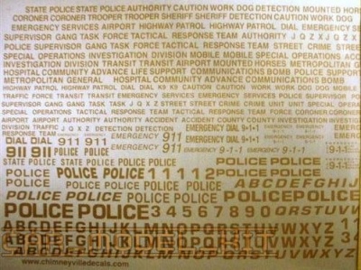 Generic Police & Special Units Decals: Tactical Response, Bomb Squad & 911 (Gold) - Chimneyville