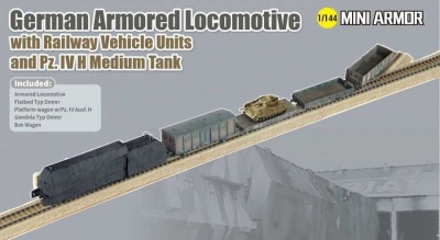 German Armored Locomotive with Railway Vehicle Units and Pz.IV H Medium Tank (1:144) - Dragon