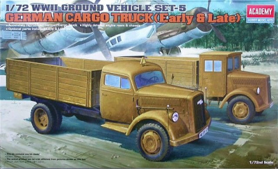 GERMAN CARGO TRUCK E/L (1:72) Model Kit 13404 - Academy
