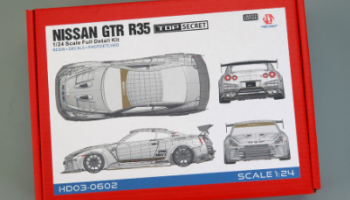 800,-Kč SLEVA (25% DISCOUNT) Nissan GTR R35 TOP SECRET Full Detail Kit (Resin+PE+Decals+Metal parts+Metal Logo) 1/24 - Hobby Design
