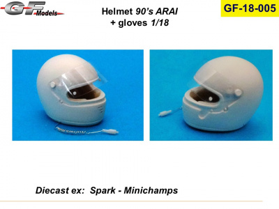 Helmet 90's ARAI + gloves  1/18 - GF Models