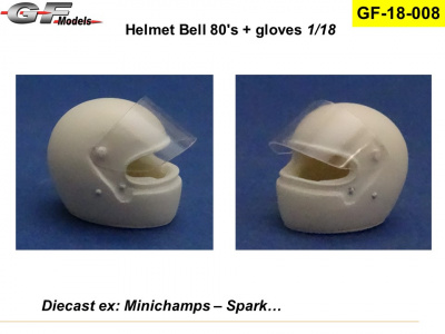 Helmet Bell 80's + gloves  1/18 - GF Models