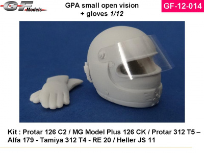 Helmet GPA, Gloves Ligier JS11, Ferrari 126, Alfa 179, Ferari 312 1/12 - GF Models