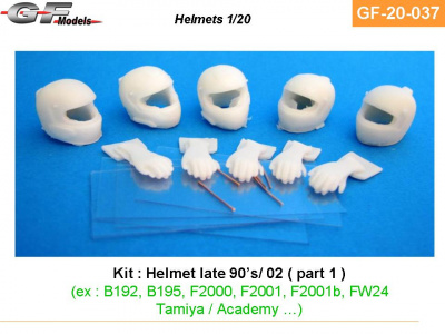 Helmets 5pcs Ferrari F2000-F2002, Benetton B191 - GF Models