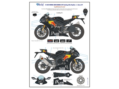 HONDA CBR1000RR-R SP - Training bike Replica / J. Zarco 24' Decals 1/12 - Blue Stuff