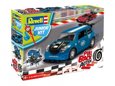 Junior Kit auto 00834 - Pull Back Rallye Car (modré) (1:20) - Revell